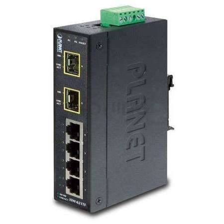 SWITCH PLANET ISW-621TF 4-PORT 100BASE-TX+2PORT 100BASE-FX SFP INDUSTRIAL UNMANAGED DIN RAIL